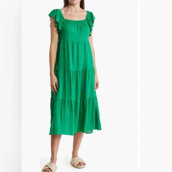 NWT Lush “Azalea” Pink Flutter Sleeve Tiered Summer Dress Women’s XS - Picture 14 of 15